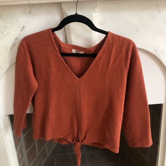 Madewell Texture&Thread Long-Sleeve Tie Front Top - Picture 3 of 6